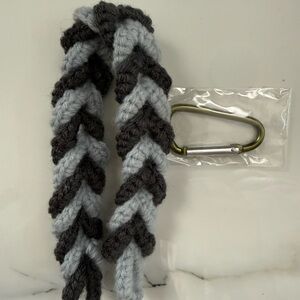 Braided Gray and Black Knit Keychain handmade